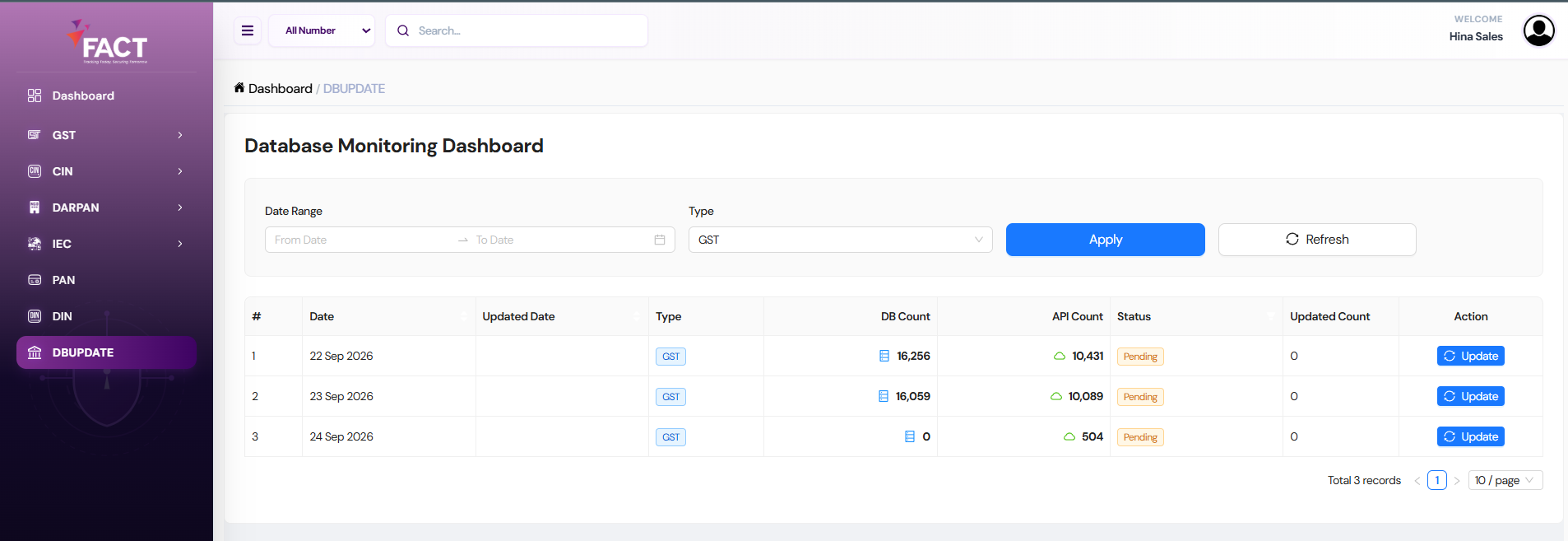 Database Sync and Audit Trail Interface